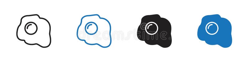 Fried egg icon linear graphics set vector in black. Fried egg icon linear vector graphics sign or symbol set for web app ui