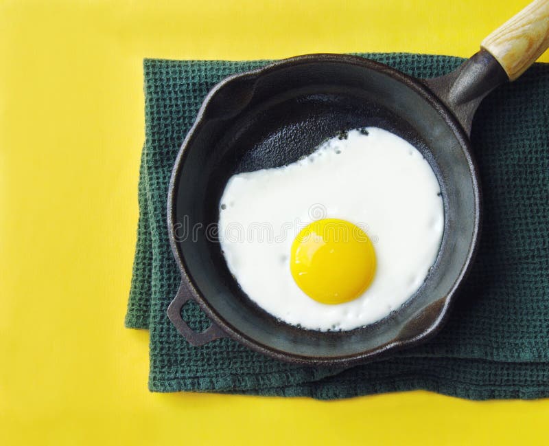 Fried Egg In An Iron Skillet Stock Photo Image of skillet, yellow