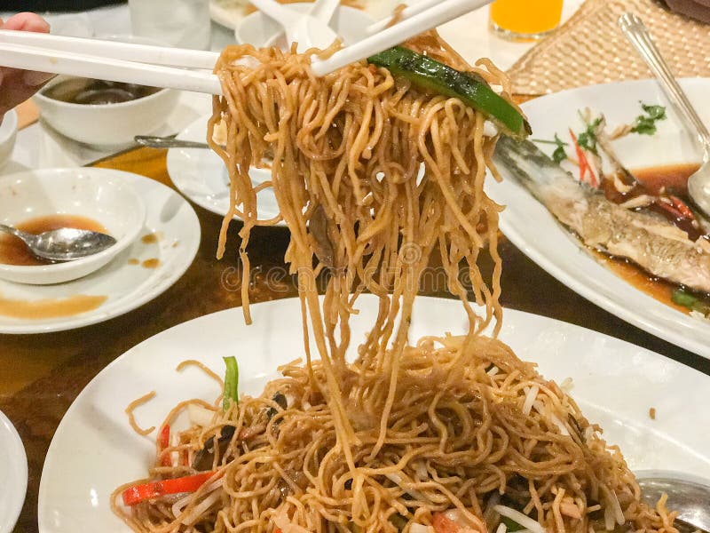 Fried Egg Noodle with Roasted Pork Stock Image Image of meat, gourmet