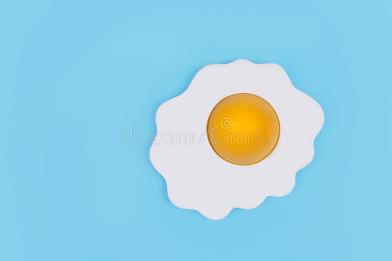 Fried Egg on Pastel Blue Background Stock Image Image of blue