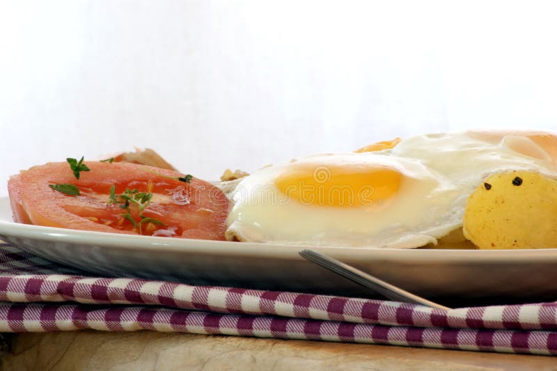 Fried Egg with Potato and Bacon Stock Image - Image of fried, diet