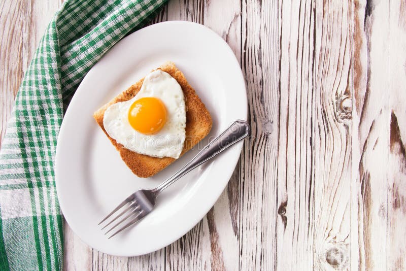 Fried Egg with Toast on a Plate Stock Photo Image of brittle, chicken
