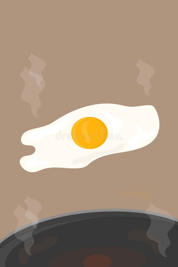 Fried Eggs in a Breakfast Pan with Yolk Stock Vector Illustration of
