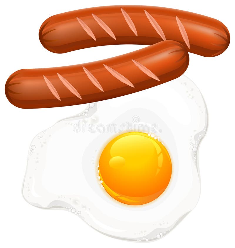 Fried Eggs and Sausage on White Stock Vector Illustration of fresh