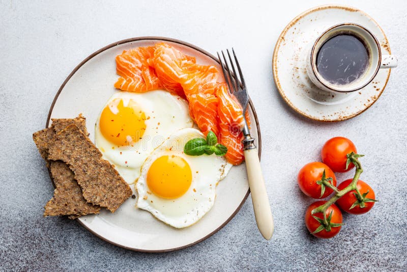 Fried Eggs and Smoked Salmon Stock Image Image of fried, lunch 178820097