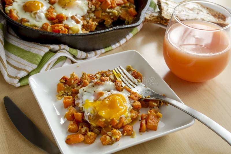 Fried Eggs and Sweet Potato Hash Stock Image Image of delicious, kitchen 54227503