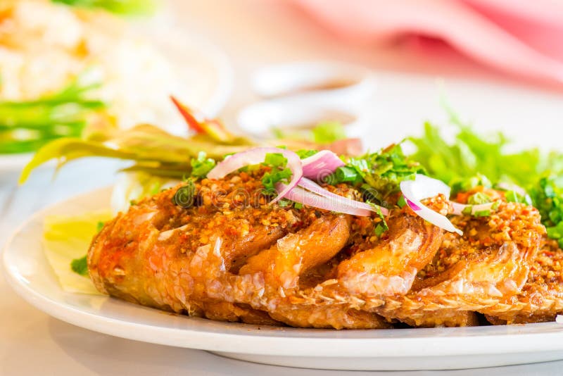 Fried Fish with Chili Sauce Stock Image Image of dinner, nutrition