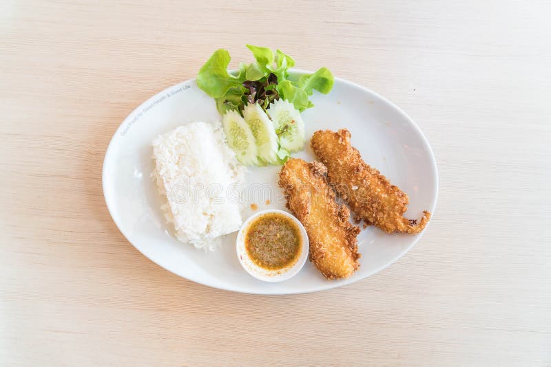 Fried fish with rice stock photo. Image of white, dinner 87815646
