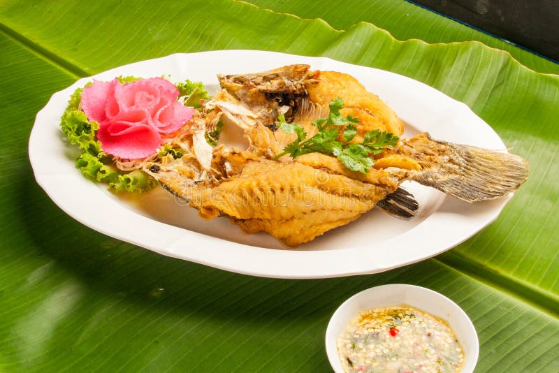 Fried Fish with Fish Sauce , Thai Food Stock Image Image of nutrition