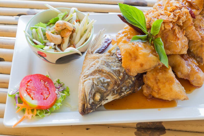 Fried Fish with Tamarind Sauce Stock Photo Image of fried
