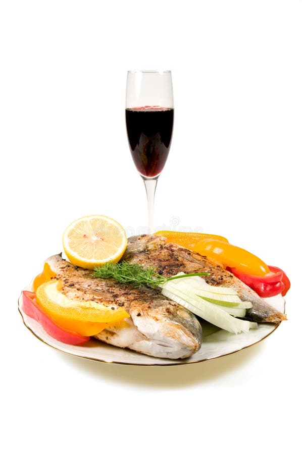 Fried fish and wine.