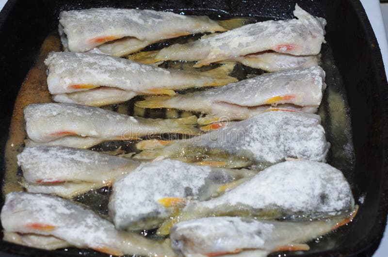 Fried fishes stock photography