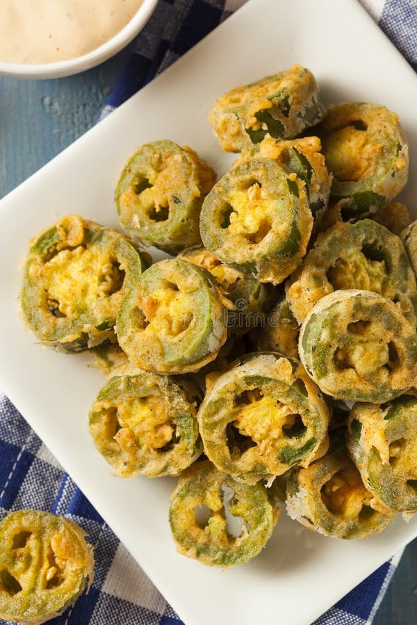 Unhealthy Fried Jalapeno Slices with Dipping Sauce. Unhealthy Fried Jalapeno Slices with Dipping Sauce