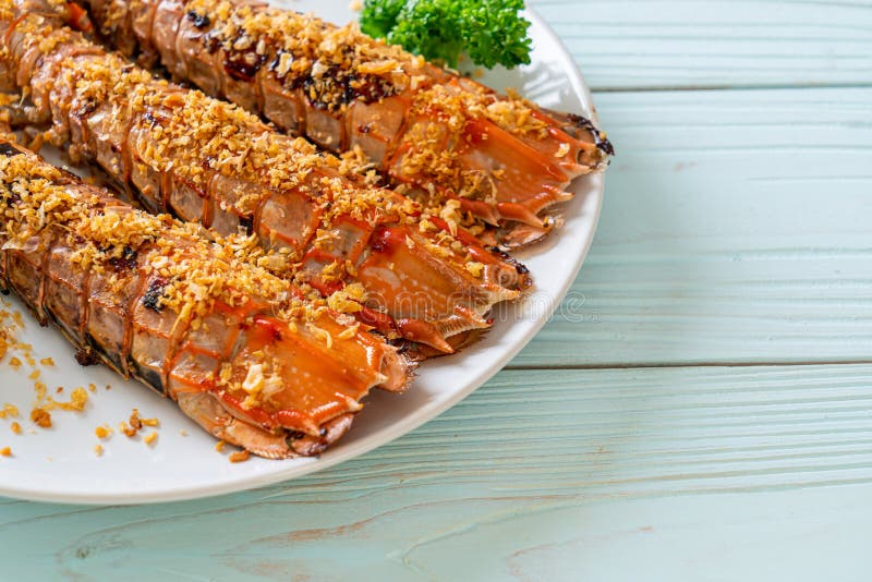 Fried Mantis Shrimp with Garlic Stock Photo Image of gourmet, pepper