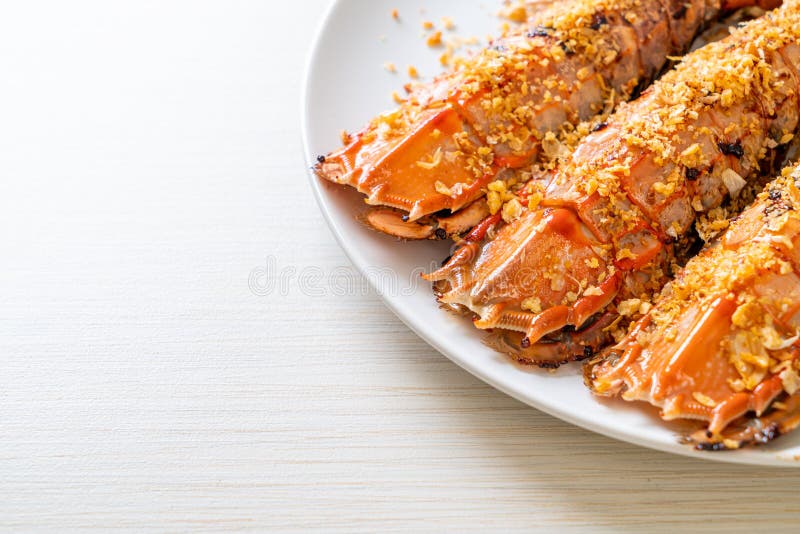Fried Mantis Shrimp with Garlic Stock Photo Image of healthy, grilled