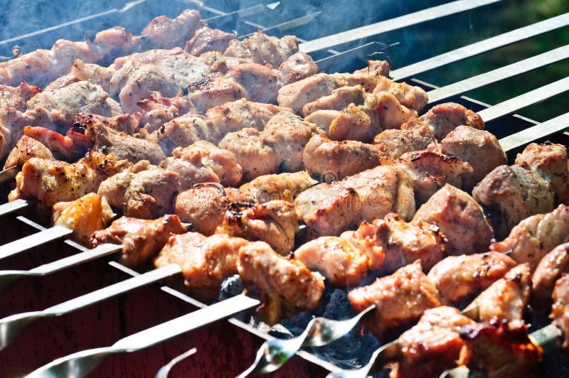 Fried meat on the grill stock image. Image of cuisine - 20353633