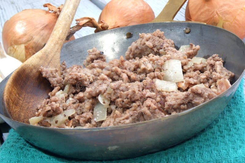 Cooking mince stock image. Image of mince, spoon, dinner 236729
