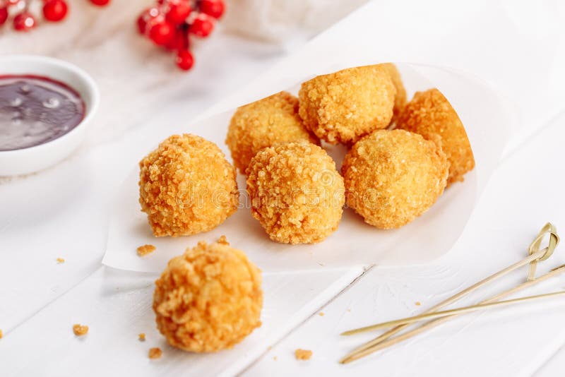 Cheese Balls Fried To Perfection Served With Sauce On A Plain White  Background Photo And Picture For Free Download - Pngtree