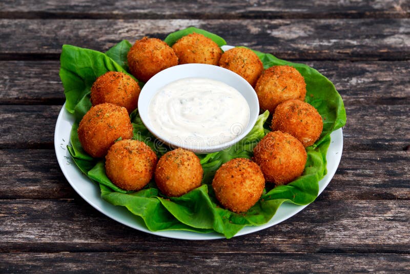 Cheese Balls Fried To Perfection Served With Sauce On A Plain White  Background Photo And Picture For Free Download - Pngtree