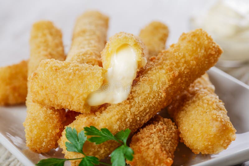 Fried Mozzarella Cheese Sticks Stock Photo Image of food, white 48746586