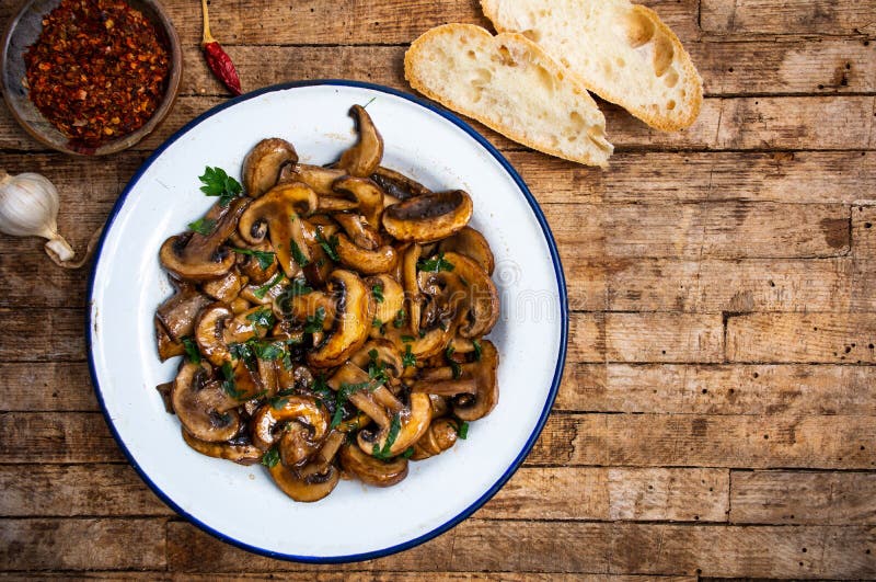 Fried Mushrooms Meal on a Plate Stock Photo - Image of rustic, sesame ... Fried Mushrooms Meal on a Plate Stock Photo - Image of rustic, sesame ...