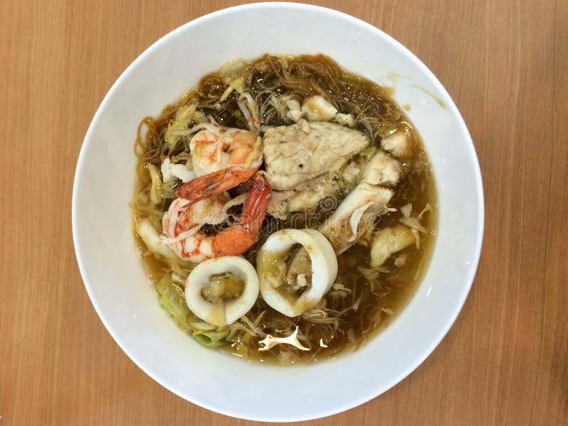 Fried noodle with seafood stock image. Image of fish 55982305