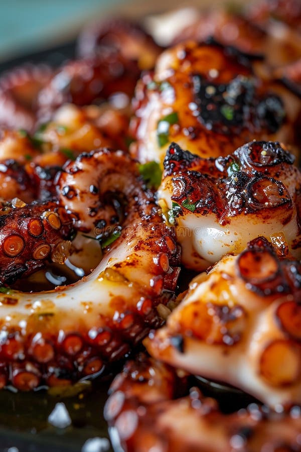 Fried Octopus Tentacles on a Plate. Selective Focus Stock Image Image
