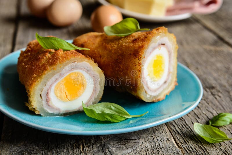 Fried Pepper Stuffed with Pork Cutlet, Ham, Cheese and Egg Stock Image Image of cutlets