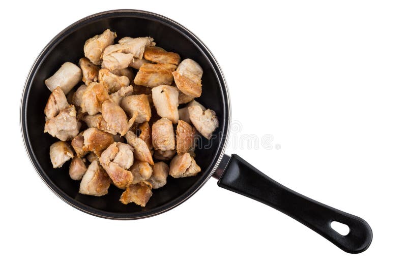 Fried Pieces of Chicken in Frying Pan Isolated on White Stock Photo Image of cooked, meal