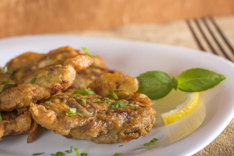 Fried pork brain stock image. Image of fresh, schnitzel 71208923