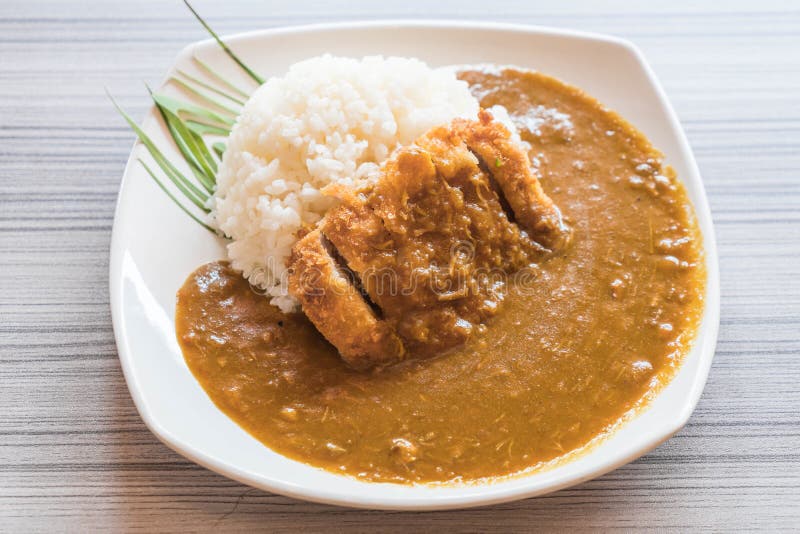 Fried pork with curry rice stock photo. Image of gourmet - 97341516