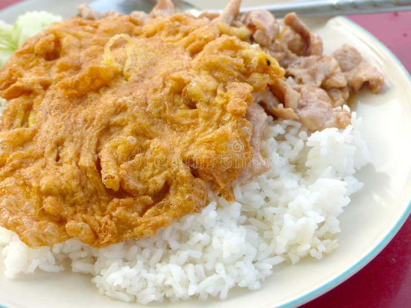 Fried Pork and Omelet on Rice,Thai Menu Stock Photo Image of homemade, lunch 166440002