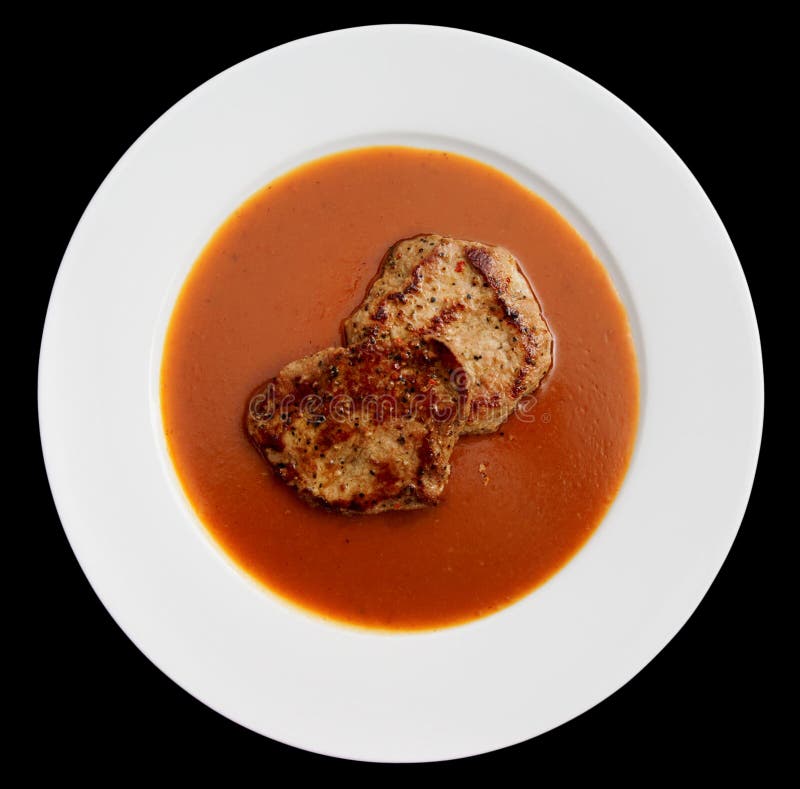 Fried Pork with Thick Sauce in Plate Stock Image Image of food