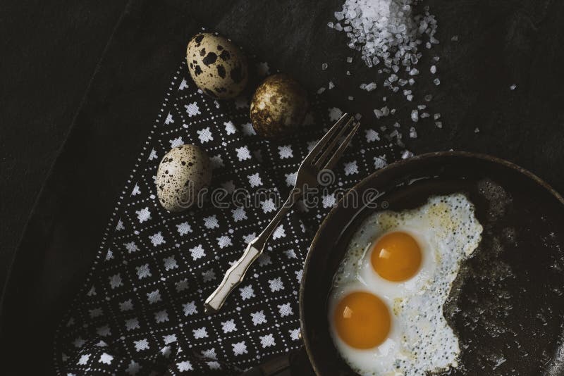 Fried Quail Eggs for Breakfast Stock Photo Image of quail, salt