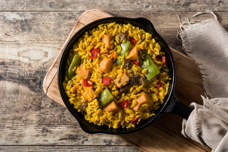 Fried Rice with Chicken and Vegetables Stock Photo - Image of tomato