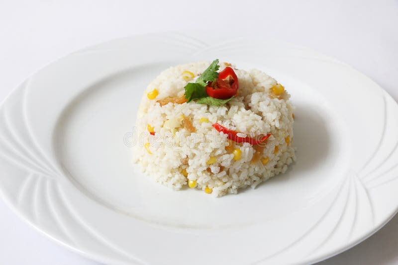 Fried Rice with Corn and Dried Shrimp Stock Image Image of onion