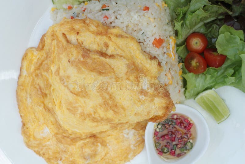 Fried Rice with Crab and Omelet Delicious. Stock Photo Image of plate