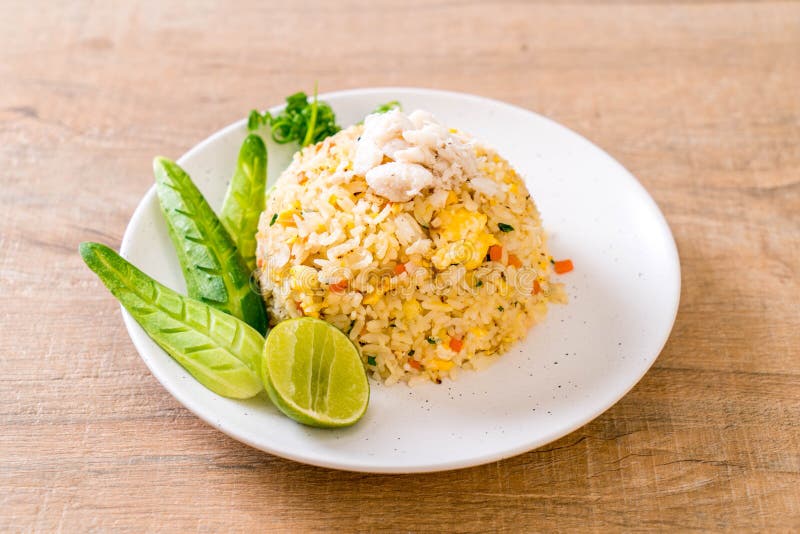 Fried rice with crab stock photo. Image of healthy, cucumber 127039894