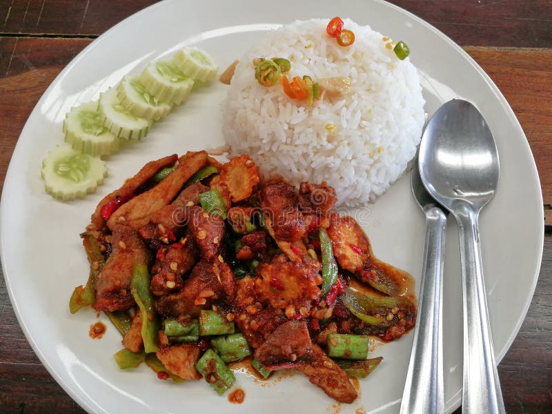 Fried Rice with Chilli Pork Curry Stock Image Image of gourmet