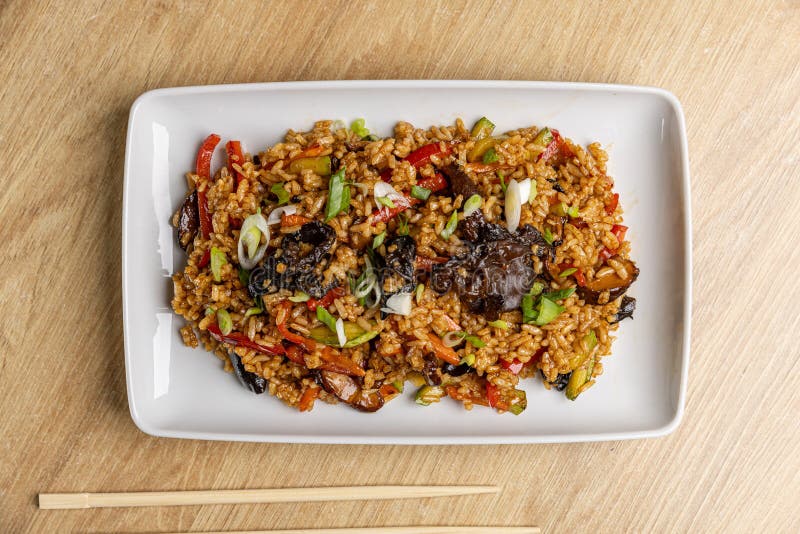 Fried Rice with Mixed Vegetables Stock Image - Image of view
