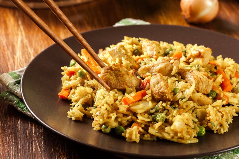 iFriedi Rice With Shrimp And Vegetables On A iFryingi iPani 