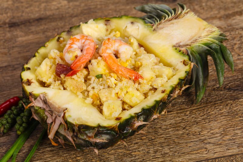 Fried Rice with Pineapple and Prawns Stock Photo Image of thai, sauce