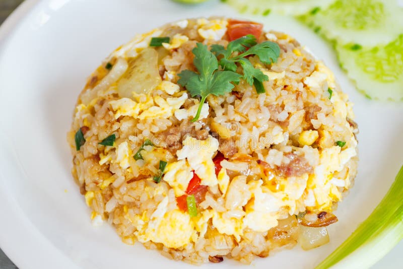 Fried Rice with Pork and Egg Stock Image Image of pork, food 69337375