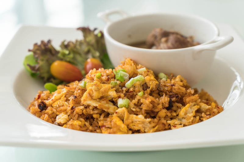 Fried Rice with Steamed Pork Ribs Stock Photo Image of white, spicy