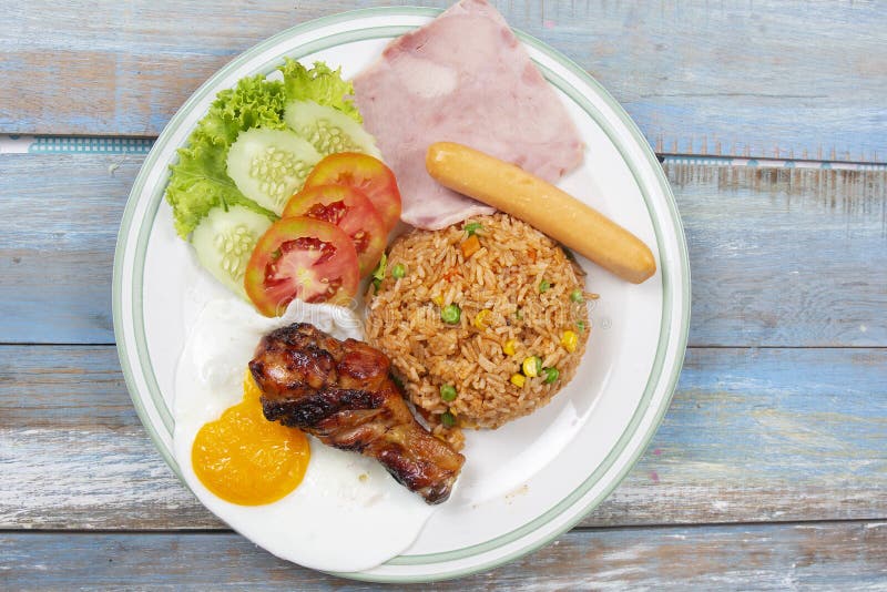 Fried Rice Thai Style Served Grilled Chicken, Saucesage ,Ham and Fried