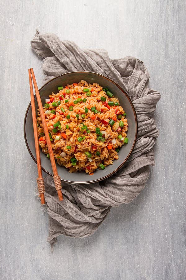 Fried Rice, with Vegetables and Egg, Chinese Cuisine, Homemade, No