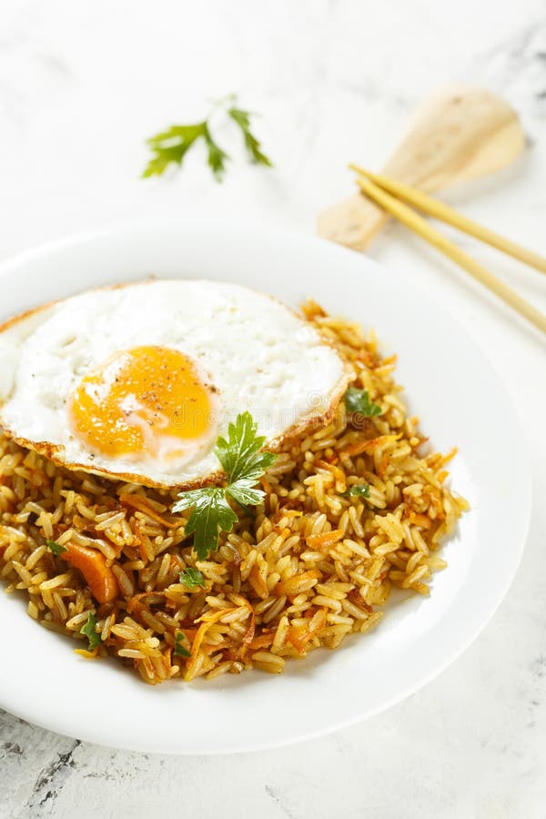 Fried Rice with Vegetables and Egg Stock Photo - Image of cooked