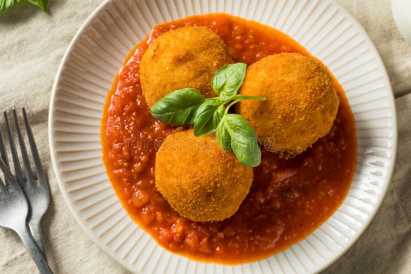 Fried Risotto Arancini profundo caseiro fotografia de stock
