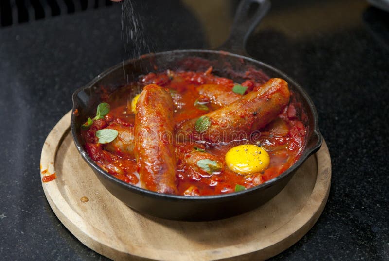 Fried Sausage in a Frying Pan Stock Image Image of meat, fresh 92607145