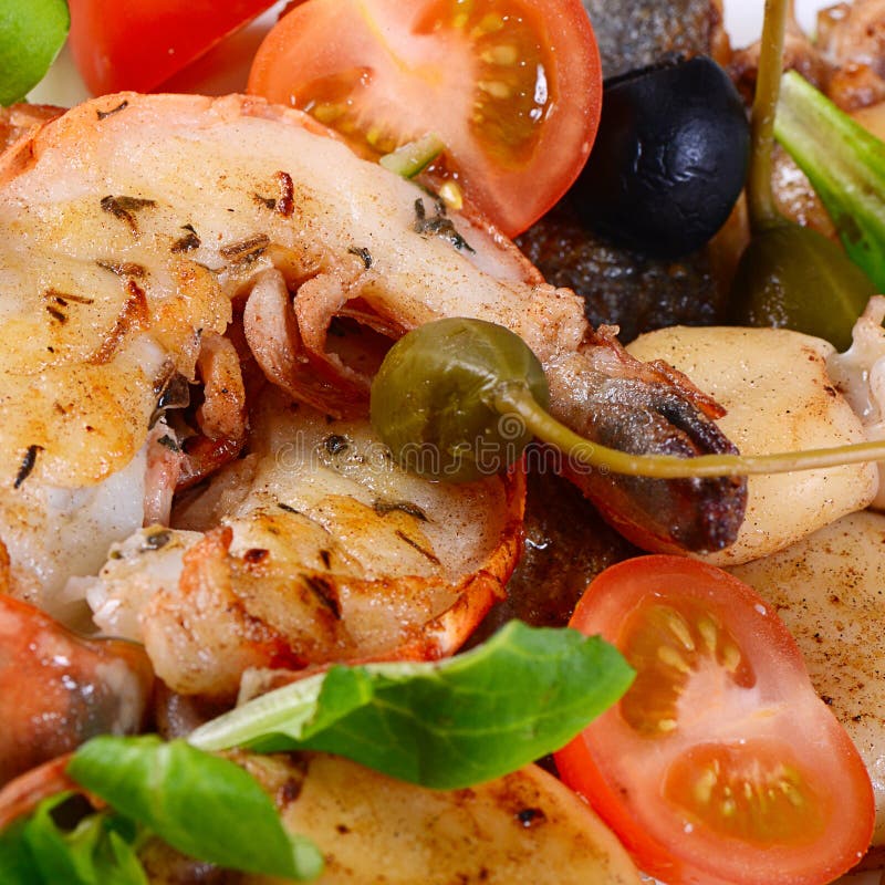 The Fried Seafood with Vegetables Stock Image Image of prawn, shrimp